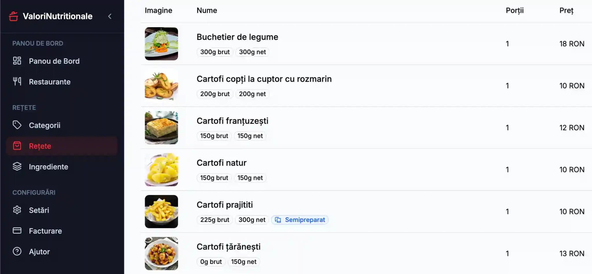 Ghid de utilizare ValoriNutritionale