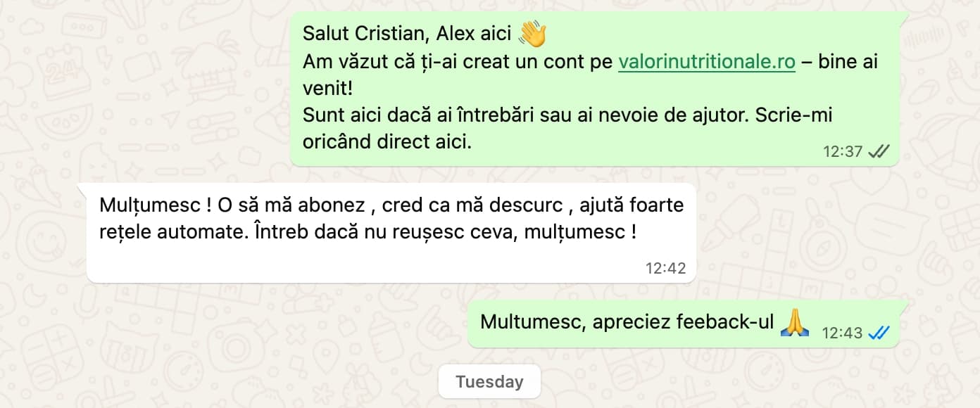 Feedback client 1